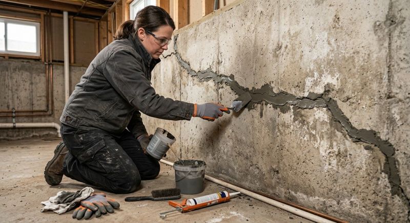 Cracked Basement Floor Repair in Brookline, MA
