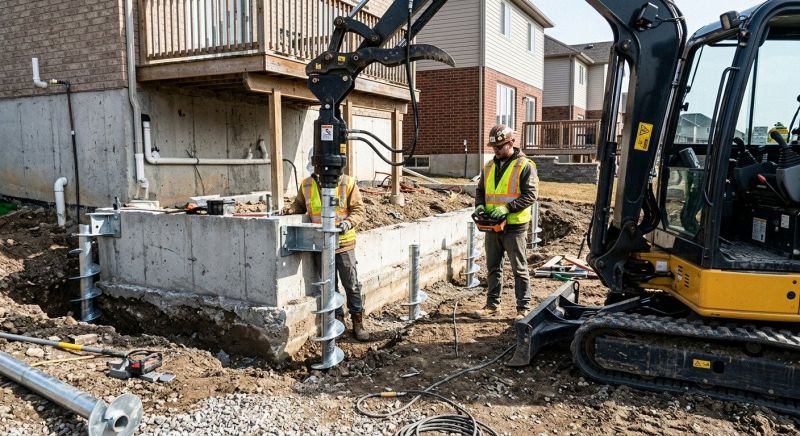 Helical Piers Installation in Brookline, MA